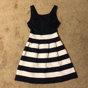 Blue and white striped dress